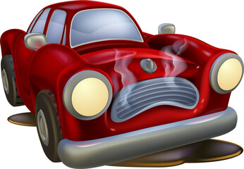 Wrecked cartoon car