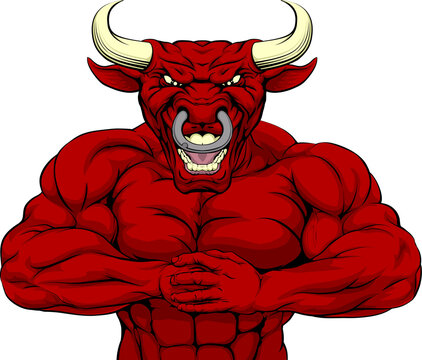 Strong Red Bull Mascot