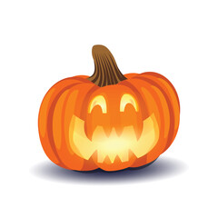 Glowing Halloween Pumpkin isolated on white background. Vector illustration.