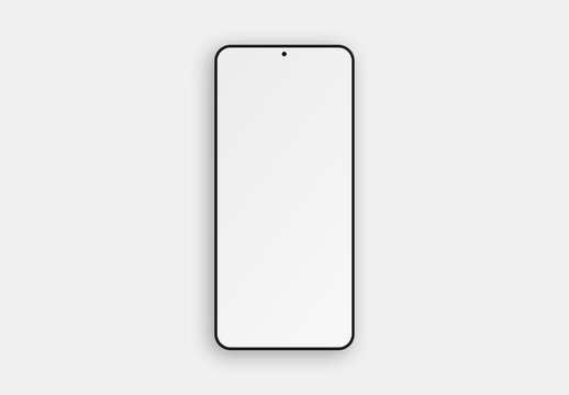 Simple and clean isolated smartphone screen Mockup. White mobile phone with shadow on white background 3D rendering