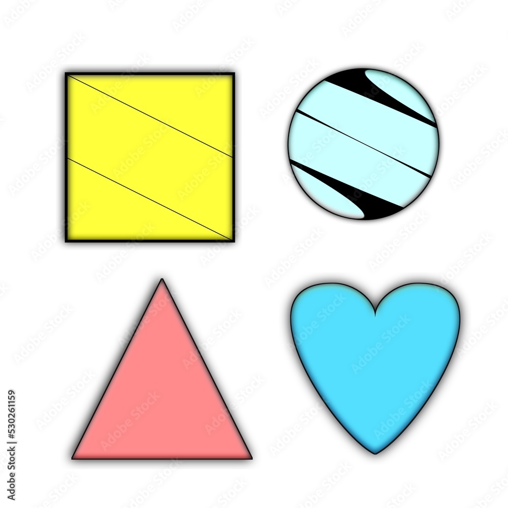 Wall mural square circle triangle heart 2 dimensional shapes