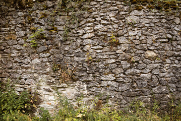 Alte bewachsene Wand, Hintergrund, Mittelalterfest, 