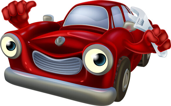 Cartoon car with spanner