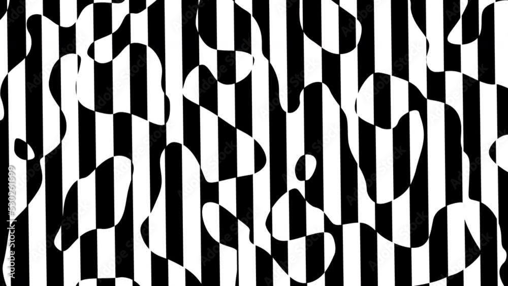 Fototapete Seamless abstract wavy background for loop playback. Simple black and white waves.