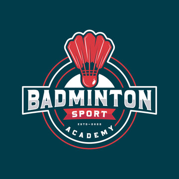 Emblem patch badminton sport logo template.