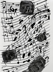 musica, ilustração, arte, notas, instrumentos