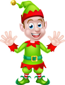 Cartoon Christmas Elf Waving