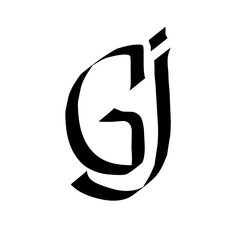 Letter GJ hand drawn logo vector design