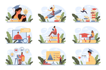 Education concept set. Multidisciplinary and lifelong studying, knowledge