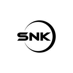 SNK letter logo design with white background in illustrator, cube logo, vector logo, modern alphabet font overlap style. calligraphy designs for logo, Poster, Invitation, etc.