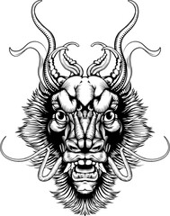 Woodblock style dragon