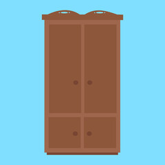 brown wardrobe on blue background