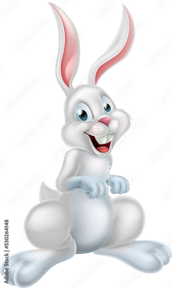 Poster white easter bunny rabbit