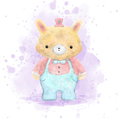 Watercolor of cute baby bear vector illustration