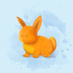 Watercolor of cute rabbit vector illustration