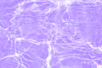 Defocus blurred transparent purple colored clear calm water surface texture with splashes and...