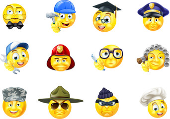 Jobs Occupations Work Emoji Emoticon Set