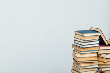 stacks of old educational books university school library