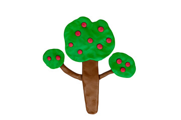 tree made of plasticine on a white background.