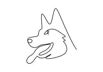 One continuous single line of dog head for international dog day isolated on white background.