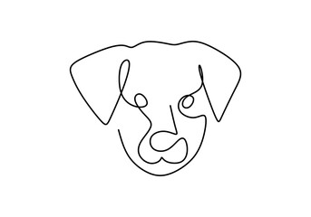 One continuous single line of dog head for international dog day isolated on white background.