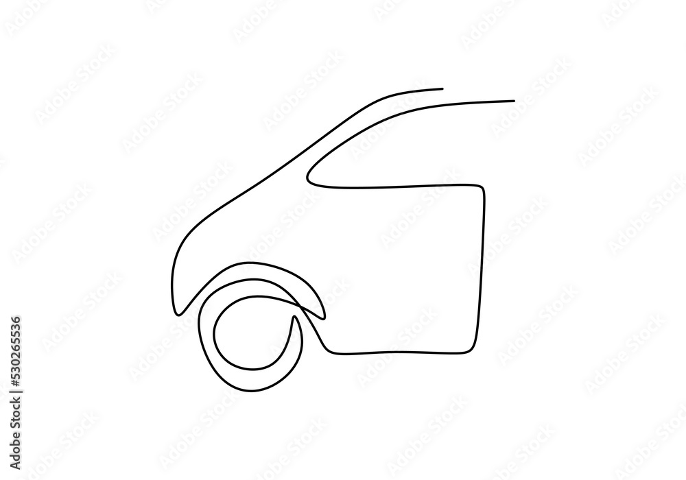 Wall mural one continuous single line of car for transportation theme isolated on white background. - Wall murals