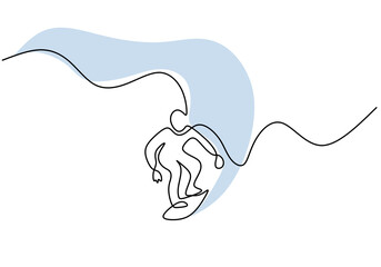 One continuous single line of man play skate for sport theme isolated on white background.