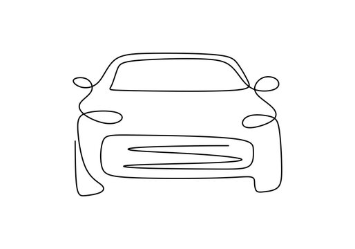 One continuous single line of car for transportation theme isolated on white background.