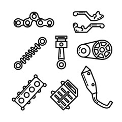 motorcycle parts icon set illustration design