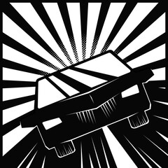 The car is driving on the road, the race. Illustration in the style of pop art, comic style