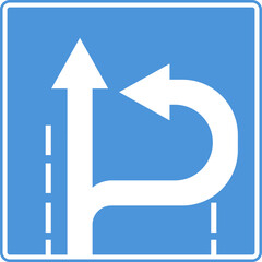 The direction of movement along the lanes. U turn.