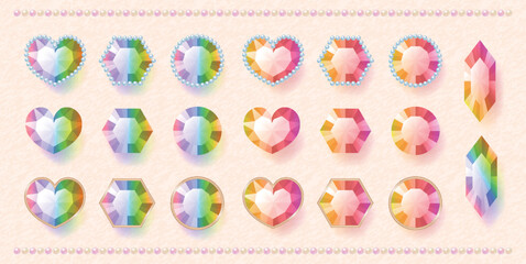 宝石のイラストセット（グラデーション）
