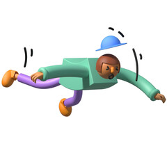 Falling minimal character 3D illustration