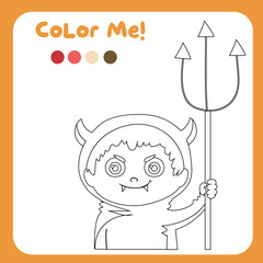 Coloring page. Coloring page Halloween edition. Fun activity for kids. Vector illustration. Coloring worksheet Halloween edition. Kindergarten activity. Activity kit. Coloring sheet. Halloween edition