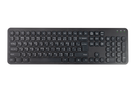Top view thai and english computer keyboard, isolated on white background.