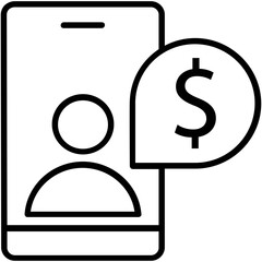 Mobile Banking Line Vector Icon