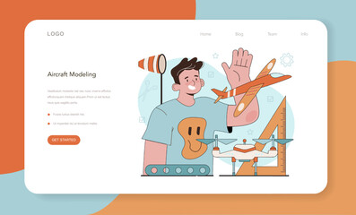 Crafting and modeling school course web banner or landing page