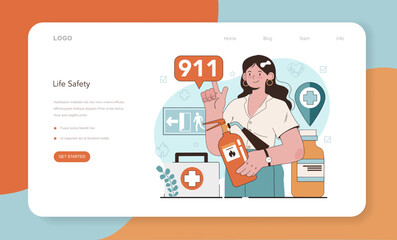 Healthy lifestyle class web banner or landing page. Idea of life safety