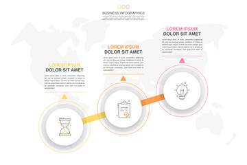 Circle vector infographic template with three steps and options for annual reports, presentations, advertising, chart. Modern business illustration.