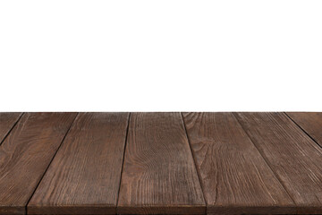 Empty brown wooden surface isolated on white