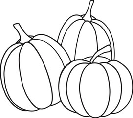 Group of halloween pumpkins outline  vector