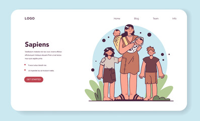 Neolithic demographic transition web banner or landing page.