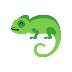 Cute little baby chameleon. funny smiling animal. colored flat cartoon vector illustration.