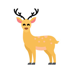 Cute little baby deer. funny smiling animal. colored flat cartoon vector illustration.