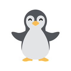 Cute little baby penguin. funny smiling animal. colored flat cartoon vector illustration.