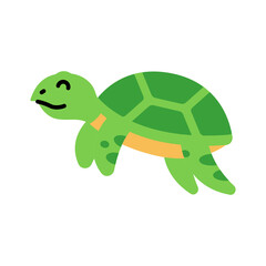 Cute little baby tortious. funny smiling animal. colored flat cartoon vector illustration