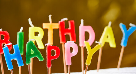 birthday candles on the yellow background