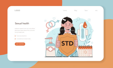 Sexual education web banner or landing page. Sexual health lesson