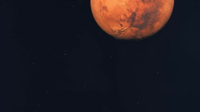 Establishing Shot of Mars the Red Planet Spinning into View