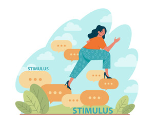 Stimulus concept. Character motivation boost, moving forward